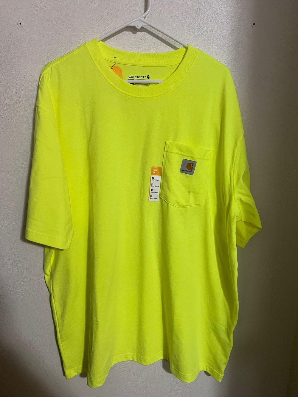 CARHARTT Classic K87 Loose Fit Heavyweight Workwear Pocket T Shirt Yellow Sz XL